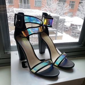 SOLD Never worn black and holographic heels
